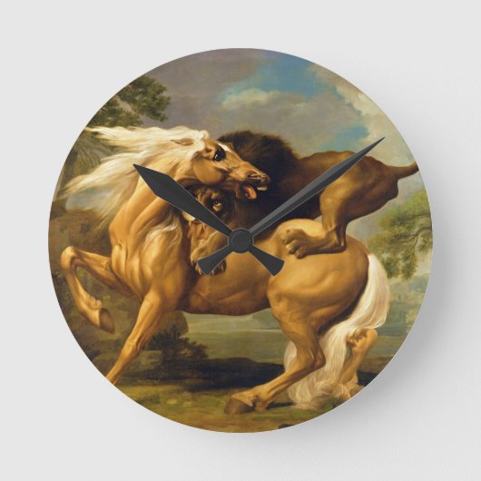 ジョージStubbs |馬、c.1762を攻撃しているライオン( ラウンド壁時計 (正面)