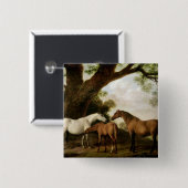 ジョージStubbs | Shaftoの2頭のロバおよび子馬1774年 缶バッジ (正面&裏面)