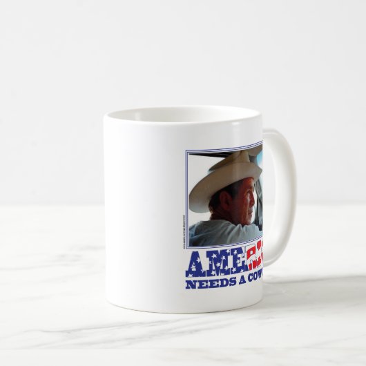 ジョージWブッシュ – アメリカはカウボーイを必要 コーヒーマグカップ (正面右)