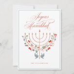 ジョースハヌカーフェスティバル（ユダヤ教）メノラーキャンドルフォト シーズンカード<br><div class="desc">Joyous Hanukkah，あなたのHanukkahの願いを送信するあなたの家族と友人と私たちの美しいカスタマイズ可能な写真カード。私たちのデザインは、美しいフェスティバルの花模様ととフェイクバラ金ゴールドに私たちの美しい手で描かれた（ユダヤ教）メノラーキャンドルを備え飾ている。この美しいハヌカーデザインにはハトインスパイアブも組み込まれている。美しく書道の書フォントには「喜びハエレガントヌカー」。年カスタマイズ、家族の署名、あなたの家族の写真がカードの背面に追加された。全てのイラストレーションは鳥類科学のオリジナルのアートワークによって手書き描かれている。</div>
