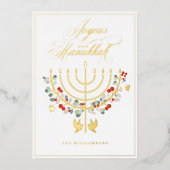 ジョースハヌカーフェスティバル(ユダヤ教)メノラーキャンドルフォト 箔シーズンカード (正面)