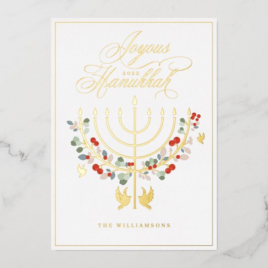 ジョースハヌカーフェスティバル(ユダヤ教)メノラーキャンドルフォト 箔シーズンカード (正面)