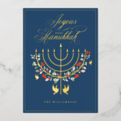 ジョースハヌカーフェスティバル(ユダヤ教)メノラーキャンドルフォト 箔シーズンカード (正面)