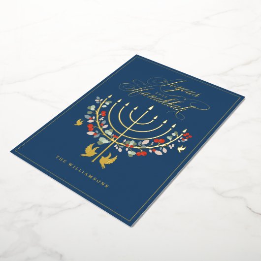 ジョースハヌカーフェスティバル(ユダヤ教)メノラーキャンドルフォト 箔シーズンカード (回転した状態)