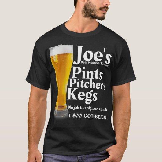 ジョーズビール取り外しおもしろいサービス愛好家 Tシャツ (正面)