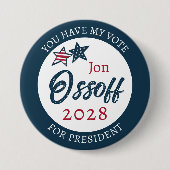 ジョーソン・オッソフ大統領2028 缶バッジ (正面)