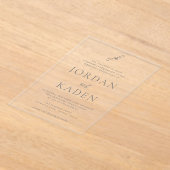 ジョーダングレーエレガントな結婚式 アクリル招待状 (レイダウン)