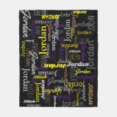 ジョーダンパーソナライズされたの名前は黒い黄色の灰色の茶色 フリースブランケット (正面)