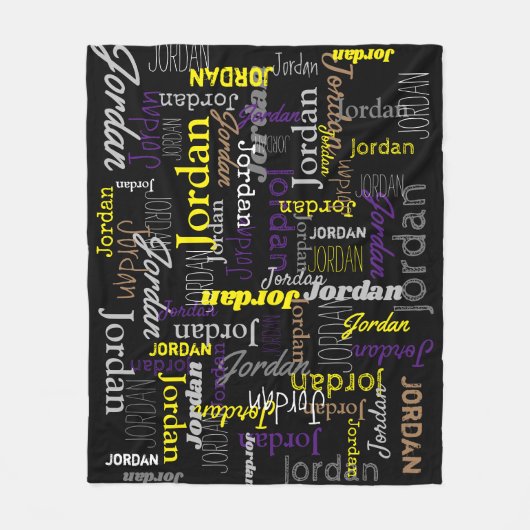 ジョーダンパーソナライズされたの名前は黒い黄色の灰色の茶色 フリースブランケット (正面)