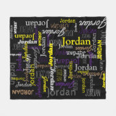 ジョーダンパーソナライズされたの名前は黒い黄色の灰色の茶色 フリースブランケット (正面(横))