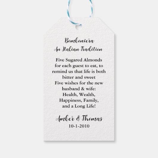 ジョーダン・アーモンドメッセージカード結婚ズのラベル、ありがとう ギフトタグ (裏面)