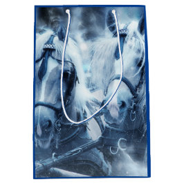 ジョーダン・ホース・チーム冬のドライブ写真クリスマス ミディアムペーパーバッグ