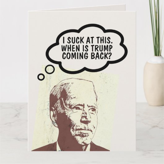 ジョーバイデン氏おもしろいハロートランプ サンキューカード (正面)