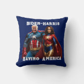ジョーバイデン氏とカマラハリスをスーパーヘロスとして クッション (正面)