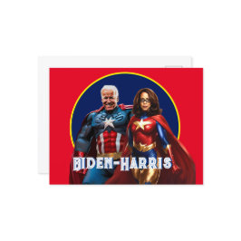 ジョーバイデン氏とカマラハリスをスーパーヘロスとして ポストカード