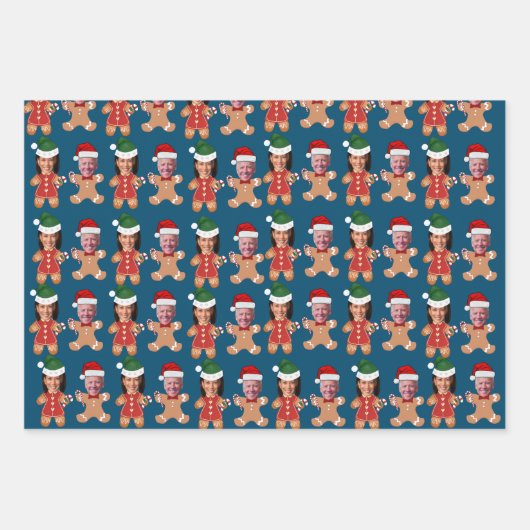 ジョーバイデン氏カマラハリスカスタム顔ジンジャーパン ラッピングペーパーシート (正面3)