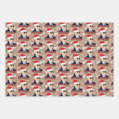 ジョーバイデン氏カマラハリスクリスマスクラフトトリオギフト ラッピングペーパーシート (正面2)