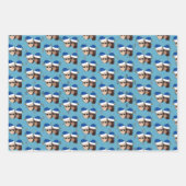 ジョーバイデン氏カマラハリスブルークリスマストリオギフト ラッピングペーパーシート (正面3)