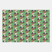 ジョーバイデン氏カマラハリスブルークリスマストリオギフト ラッピングペーパーシート (正面2)