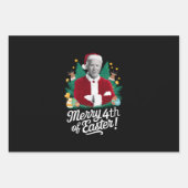ジョーバイデン氏クリスマスメリーサンタ4thのイースタークリスマス ラッピングペーパーシート (正面)