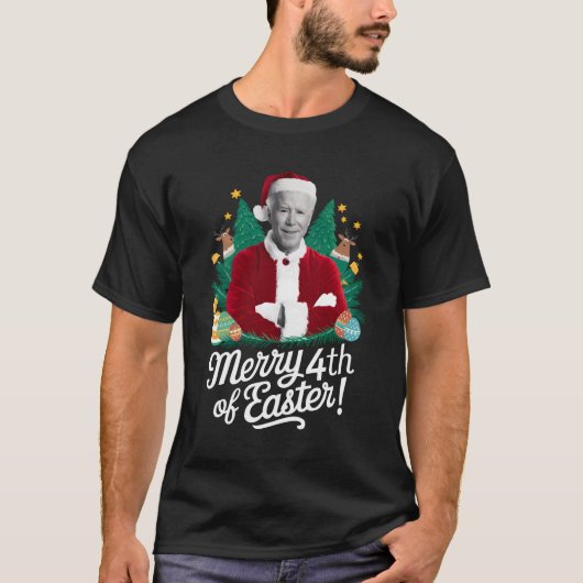 ジョーバイデン氏クリスマスメリーサンタ4thのイースタークリスマス tシャツ (正面)