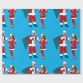 ジョーバイデン氏サンタカマラハリスブルークリスマス ラッピングペーパー (フラット)