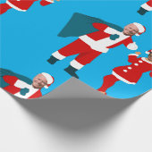 ジョーバイデン氏サンタカマラハリスブルークリスマス ラッピングペーパー (角)