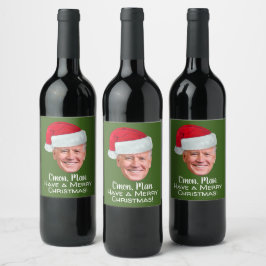ジョーバイデン氏サンタハットカモンマン – メリークリスマス ワインラベル