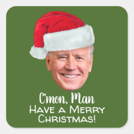 ジョーバイデン氏サンタハットマンメリークリスマス スクエアシール
