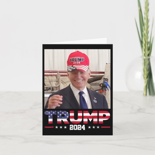 ジョーバイデン氏トランプ帽をかぶった カード (正面)