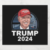 ジョーバイデン氏トランプ帽をかぶった ビールラベル (シングルラベル)