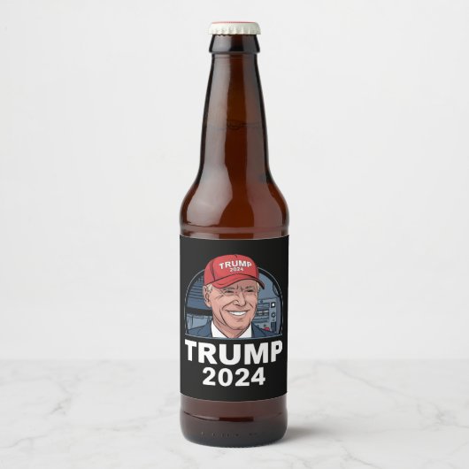 ジョーバイデン氏トランプ帽をかぶった ビールラベル (正面)