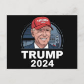 ジョーバイデン氏トランプ帽をかぶった ポストカード (正面)