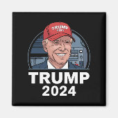 ジョーバイデン氏トランプ帽をかぶった マグネット (正面)
