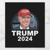 ジョーバイデン氏トランプ帽をかぶった ワインラベル (シングルラベル)
