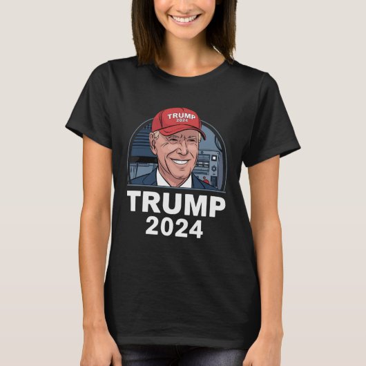 ジョーバイデン氏トランプ帽をかぶった Tシャツ (正面)