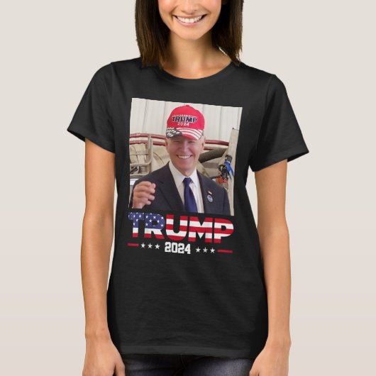 ジョーバイデン氏トランプ帽をかぶった Tシャツ (正面)