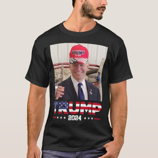 ジョーバイデン氏トランプ帽をかぶった Tシャツ (正面)