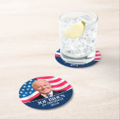 ジョーバイデン氏フォトアメリカン国旗 – President 2024 ラウンドペーパーコースター (インサイチュ)