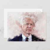 ジョーバイデン氏ポートレート水彩画 ポストカード (正面/裏面)