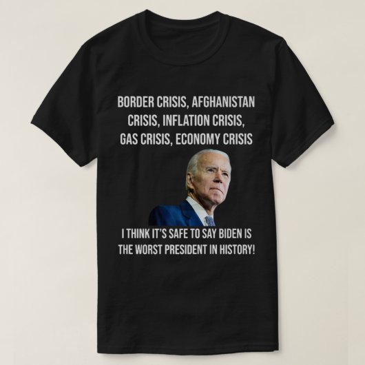 ジョーバイデン氏史上最悪の大統領アンチバイデン氏米国 Tシャツ (デザイン正面)