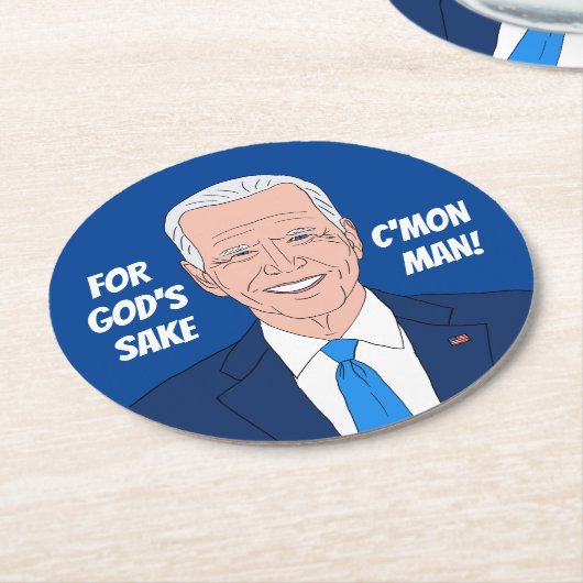 ジョーバイデン氏漫画と政治おもしろい引用文 ラウンドペーパーコースター (アングル)
