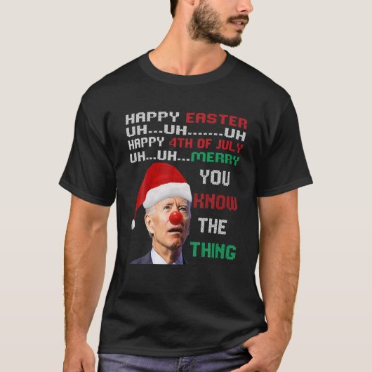 ジョーバイデン氏醜いクリスマスセーター男性へ Tシャツ (正面)