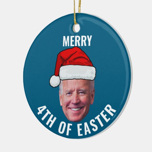 ジョーバイデン氏顔サンタハットハッピーイースタークリスマス4th セラミックオーナメント (左)