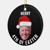 ジョーバイデン氏顔サンタハッピーイースタークリスマスの4th セラミックオーナメント (左)