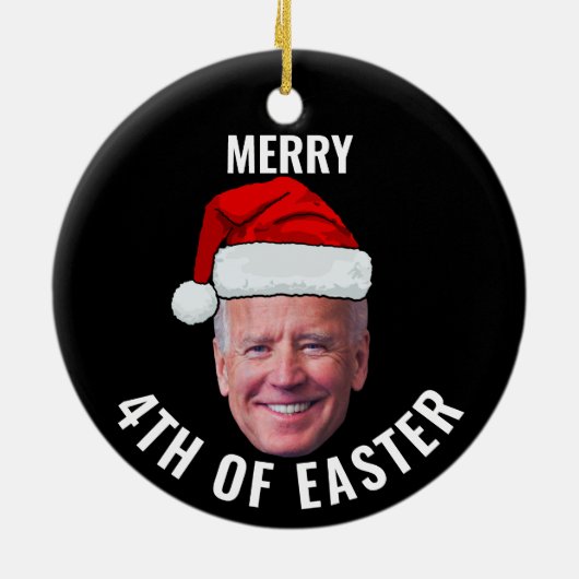 ジョーバイデン氏顔サンタハッピーイースタークリスマスの4th セラミックオーナメント (裏面)