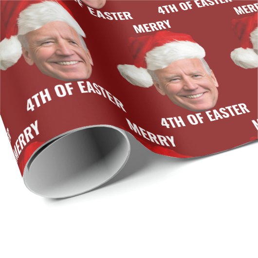 ジョーバイデン氏顔サンタハッピーイースタークリスマスの4th ラッピングペーパー (ロールコーナー)