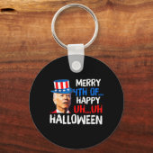 ジョーバイデン氏7月4日ハのおもしろい4日メリーを混乱 キーホルダー (正面)