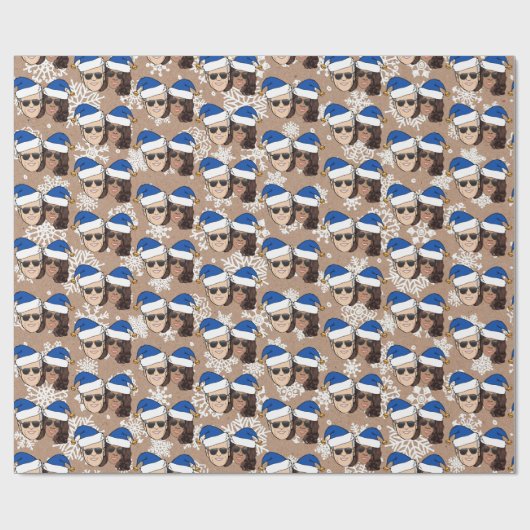 ジョーバイデン氏+カマラハリスブルーハットクラフトクリスマス ラッピングペーパー (フラット)