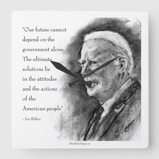 ジョーバイデン氏&引用文 スクエア壁時計 (正面)
